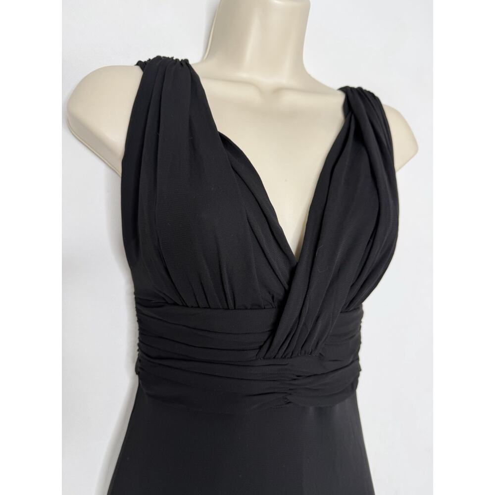 Issa London Evening Black V Neck Sleeveless Mesh Long Maxi Dress Size 2 - Picture 3 of 7